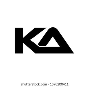 Modern Initial logo 2 letters black vector KA