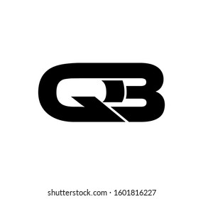 Modern Initial logo 2 letters black vector QB