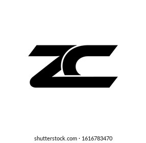 Modern Initial logo 2 letters black flat editable color vector ZC