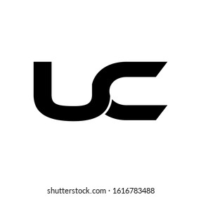 Modern Initial logo 2 letters black flat editable color vector UC