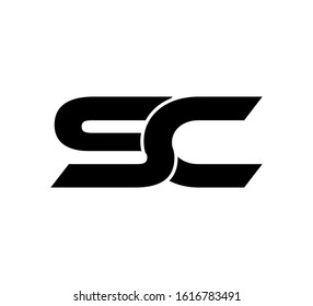 Modern Initial logo 2 letters black flat editable color vector SC