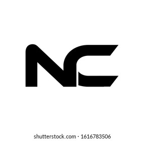 Modern Initial logo 2 letters black flat editable color vector NC