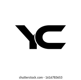 Modern Initial logo 2 letters black flat editable color vector YC