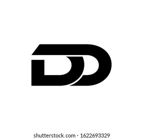 Modern Initial logo 2 letters black flat editable color vector DD