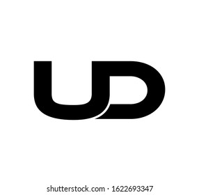 Modern Initial logo 2 letters black flat editable color vector UD