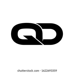 Modern Initial logo 2 letters black flat editable color vector QD