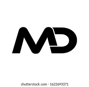 Modern Initial logo 2 letters black flat editable color vector MD