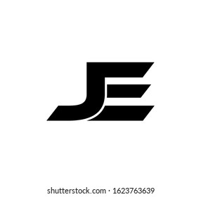 Modern Initial logo 2 letters black flat editable color vector JE