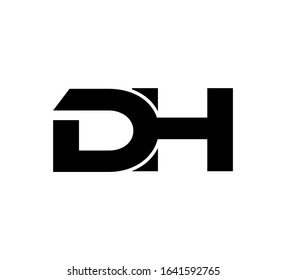Modern Initial logo 2 letters black simple DH