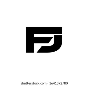 Modern Initial logo 2 letters black simple FJ