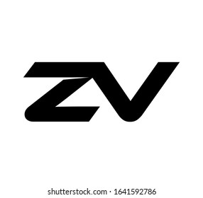 Modern Initial logo 2 letters black simple ZV