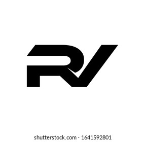 Modern Initial logo 2 letters black simple RV