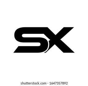 Logo inicial moderno 2 letras negro simple SX