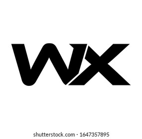 Logo inicial moderno 2 letras negro simple WX