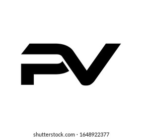 Logo inicial moderno 2 letras negro simple PV