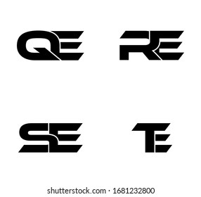 Modern Initial logo 2 letters black vector QE RE SE TE