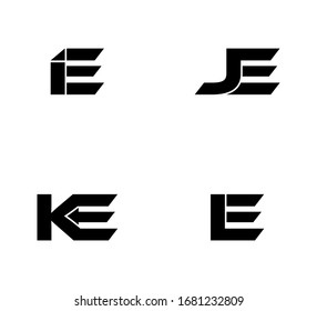 Modern Initial logo 2 letters black vector IE JE KE LE