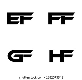 Modern Initial Logo 2 Buchstaben schwarz Vektorgrafik EF HF