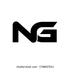 Logo inicial moderno 2 letras negro simple NG
