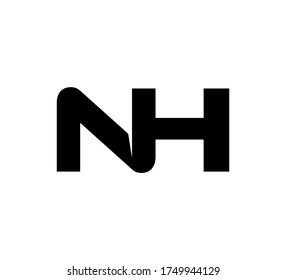 Modern Initial logo 2 letters black simple NH