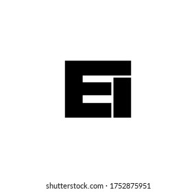 Modern Initial logo 2 letters black simple EI