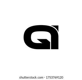 Modern Initial logo 2 letters black simple QI