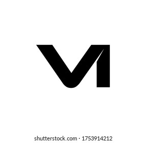 Modern Initial logo 2 letters black simple VI