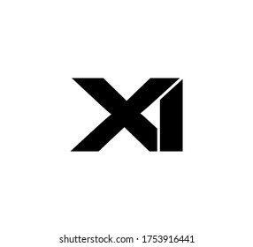 Modern Initial logo 2 letters black simple XI