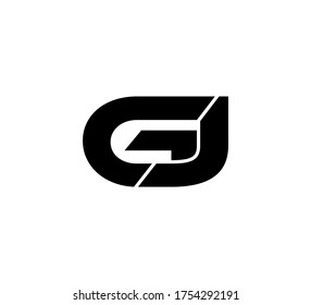Logo inicial moderno 2 letras negro simple GJ
