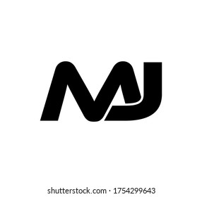Modern Initial logo 2 letters black simple MJ