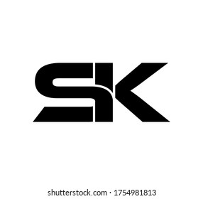 Modern Initial logo 2 letters black simple SK
