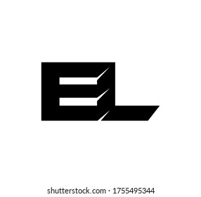 Modern Initial logo 2 letters black simple EL