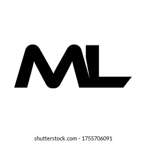 Modern Initial logo 2 letters black simple ML