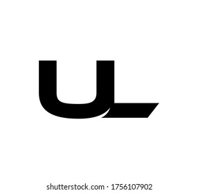 Logo inicial moderno 2 letras negro simple UL