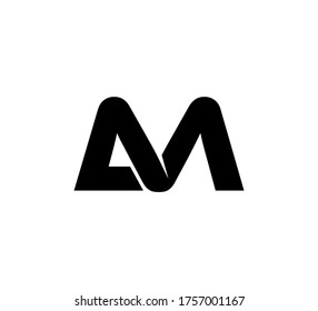 Modern Initial logo 2 letters black simple AM
