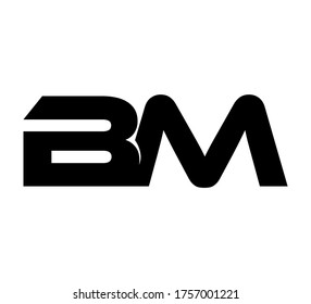 Modern Initial logo 2 letters black simple BM