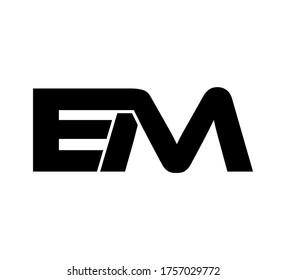 Modern Initial logo 2 letters black simple EM