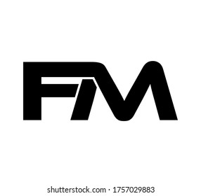 Modern Initial logo 2 letters black simple FM