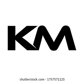 Modern Initial logo 2 letters black simple KM