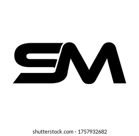 Moderno logotipo inicial 2 letras negro simple SM