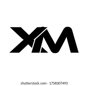 logotipo inicial moderno 2 letras negro XM simple