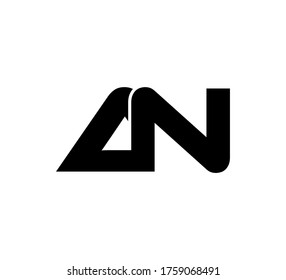 Modern Initial logo 2 letters black simple AN