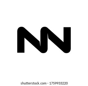 Logo inicial moderno 2 letras negro simple NN