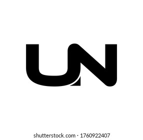 Modern Initial logo 2 letters black simple UN