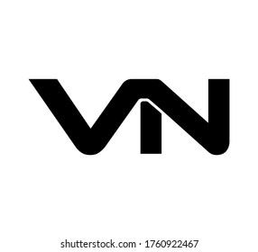 Modern Initial logo 2 letters black simple VN