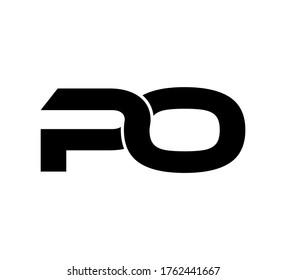 Modern Initial logo 2 letters black simple PO
