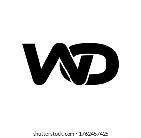 Modern Initial logo 2 letters black simple WO