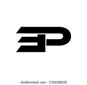 Modern Initial Logo 2 Buchstaben schwarz, einfaches EP