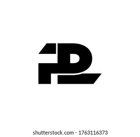 Modern Initial Logo 2 Buchstaben schwarz, einfach LP PL
