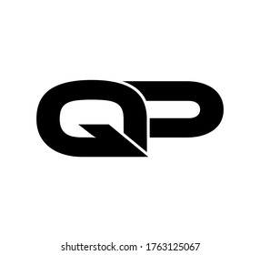 Modern Initial logo 2 letters black simple QP